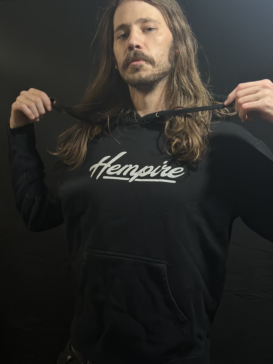 Hempire pullover hoodie with the script logo